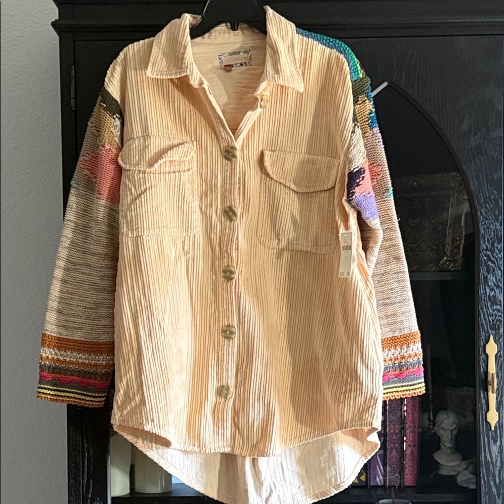 Pilcro Cream Corduroy Button-Front Shirt
